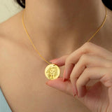 Custom Name Photo Necklace Stainless Steel Coin Pendant