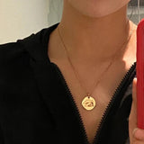 Custom Name Photo Necklace Stainless Steel Coin Pendant