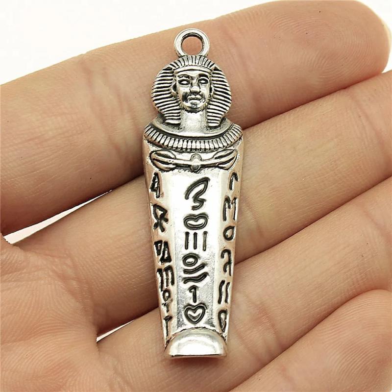 6pcs Egyptian Pharaoh Charm Pendants 49x15mm for Jewelry Making