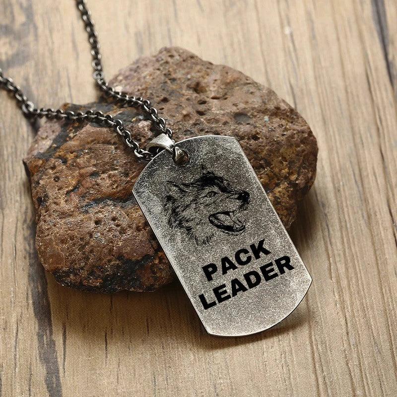 Oxidation Military Dog Tag Necklace Engraved Wolf Men Stainless Steel Jewelry