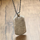 Oxidation Military Dog Tag Necklace Engraved Wolf Men Stainless Steel Jewelry