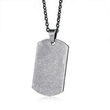 Oxidation Military Dog Tag Necklace Engraved Wolf Men Stainless Steel Jewelry