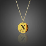 Round Letter Initials Name Necklace Stainless Steel Jewelry