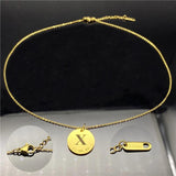 Round Letter Initials Name Necklace Stainless Steel Jewelry