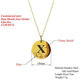 Round Letter Initials Name Necklace Stainless Steel Jewelry