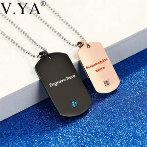 V.Ya Dog Tag Military Army Cards Jewelry Laser Name Engraved Logo For Men Women
