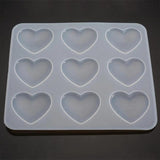 9 Cavity Silicone Mold Heart DIY Mirror Crystal Epoxy Resin Mold