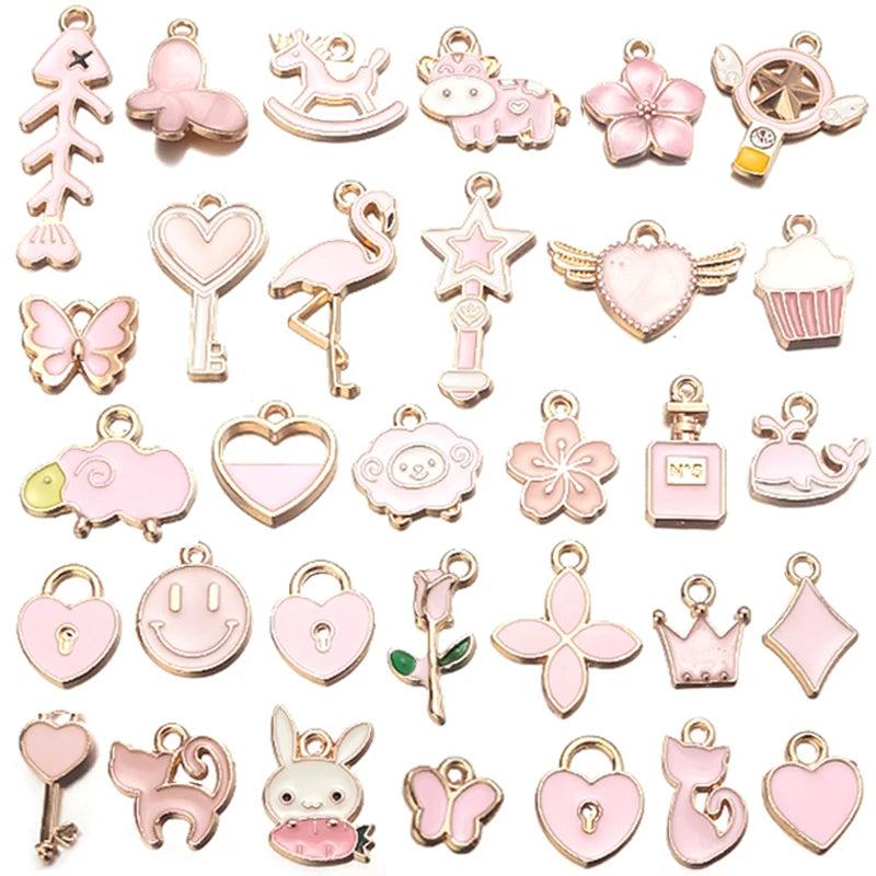 30pcs Mixed Cartoon Enamel Charms for DIY Jewelry Making