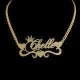 Personalized Name Necklace with Heart Stainless Steel Cuban Chain for Women