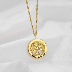 Personalized Tree of Life Crystal Necklace Pendant