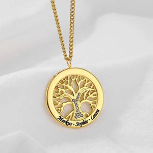 Personalized Tree of Life Crystal Necklace Pendant