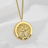 Personalized Tree of Life Crystal Necklace Pendant