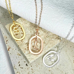 26 Letters Initials Necklace Stainless Steel Personalised Women Men Silver