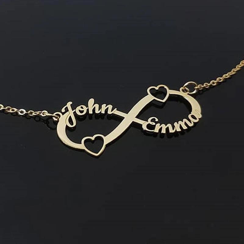 Personalized Stainless Steel Name Couple Necklace Infinity Pendant Jewelry