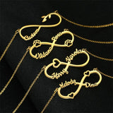 Personalized Infinity Name Necklace Stainless Steel Couple Nameplate Heart Jewel