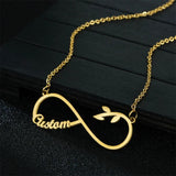 Personalized Infinity Name Necklace Stainless Steel Couple Nameplate Heart Jewel