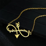 Personalized Infinity Name Necklace Stainless Steel Couple Nameplate Heart Jewel