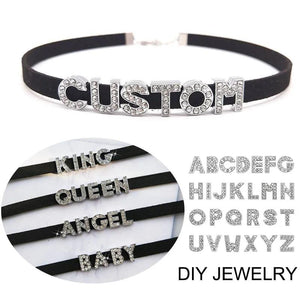 Rhinestone Letter Choker Collar Name Necklace for Women