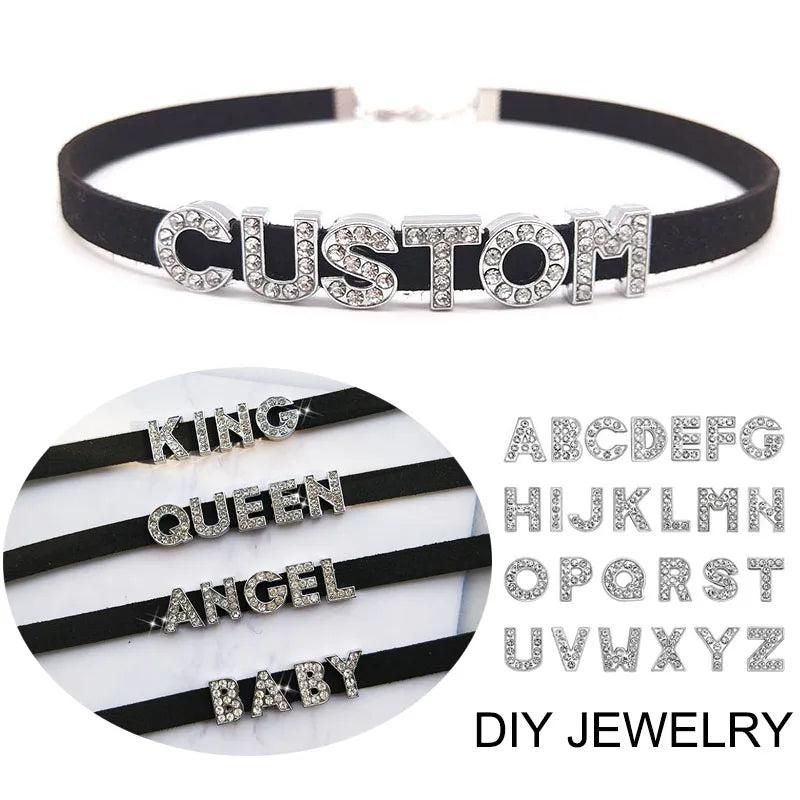 Rhinestone Letter Choker Collar Name Necklace for Women