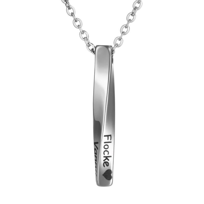 Personalized 4 Sides Twisted Bar Necklace Stainless Steel Jewelry