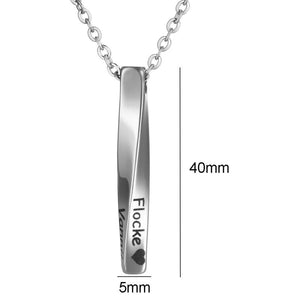 Personalized 4 Sides Twisted Bar Necklace Stainless Steel Jewelry