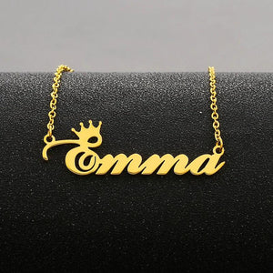 Emma Necklace Stainless Steel Crown Letter Pendant Adjustable Chain