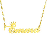Emma Necklace Stainless Steel Crown Letter Pendant Adjustable Chain