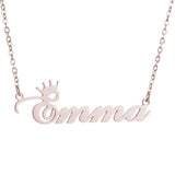 Emma Necklace Stainless Steel Crown Letter Pendant Adjustable Chain
