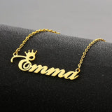 Emma Necklace Stainless Steel Crown Letter Pendant Adjustable Chain