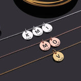 Initials Round Necklace for Women Personalized Stainless Steel Sliver