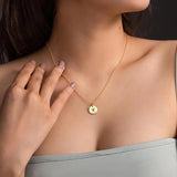 Initials Round Necklace for Women Personalized Stainless Steel Sliver