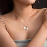 Initials Round Necklace for Women Personalized Stainless Steel Sliver