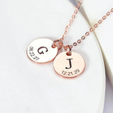 Personalized Name Date ID Pendant Necklace Stainless Steel