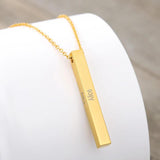 Square Necklace Personalized Name Engraving Stainless Steel Pendant