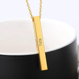 Square Necklace Personalized Name Engraving Stainless Steel Pendant