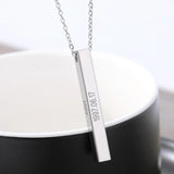 Square Necklace Personalized Name Engraving Stainless Steel Pendant