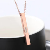 Square Necklace Personalized Name Engraving Stainless Steel Pendant