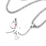 Stainless Steel Butterfly Pendant Necklace Birth Stone Friendship Bff