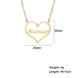 Cazador Heart Double Name Pendant Necklace for Women Stainless Steel Chain