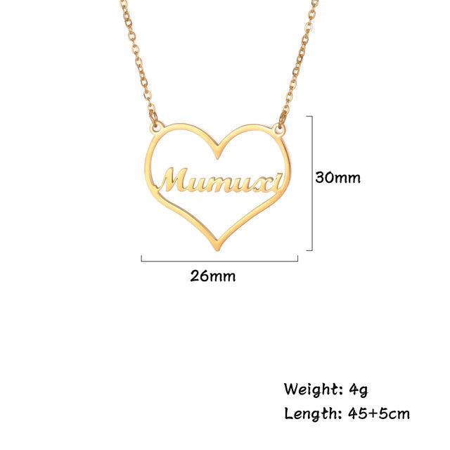 Cazador Heart Double Name Pendant Necklace for Women Stainless Steel Chain