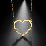 Cazador Heart Double Name Pendant Necklace for Women Stainless Steel Chain