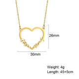 Cazador Heart Double Name Pendant Necklace for Women Stainless Steel Chain