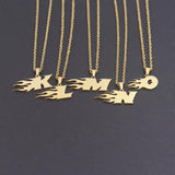 Flame Initial Choker Necklace Personalized Alphabet Jewelry
