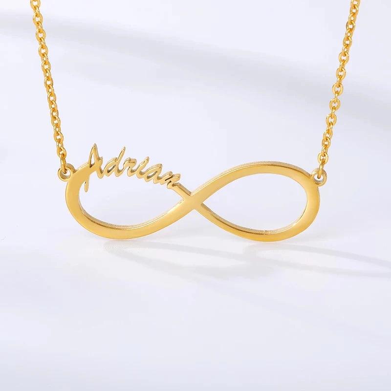 Personalized Infinity Necklace Heart with Name Stainless Steel