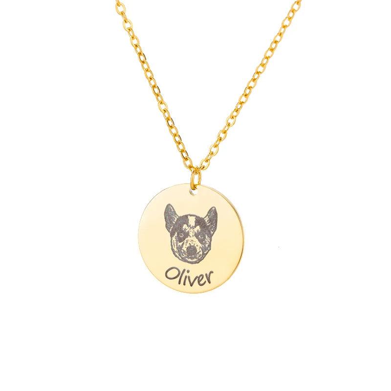 Personalized Stainless Steel Pet Photo Name Necklace Family Jewelry Gift