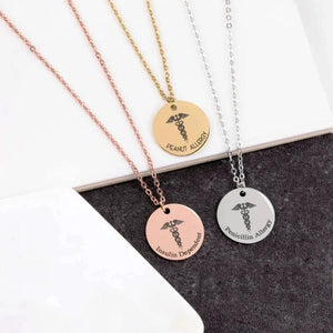 Medical ID Coin Necklace Personalized Gift Medical Alert for Women