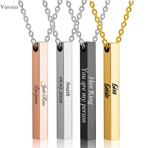 Engraved Name Necklace Stainless Steel Pendant Choker