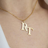 2 Initial Letters Personalized Necklace For Women-Gold Necklace