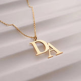 2 Initial Letters Personalized Necklace For Women-Gold Necklace