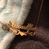 Crown Nameplate Necklace Heart Ribbon Pendant Personalized Jewel